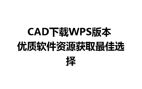 CAD下载WPS版本 优质软件资源获取最佳选择