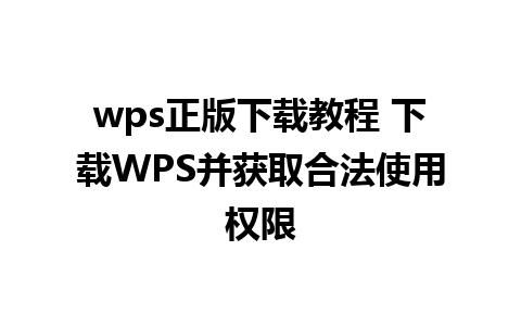 wps正版下载教程 下载WPS并获取合法使用权限