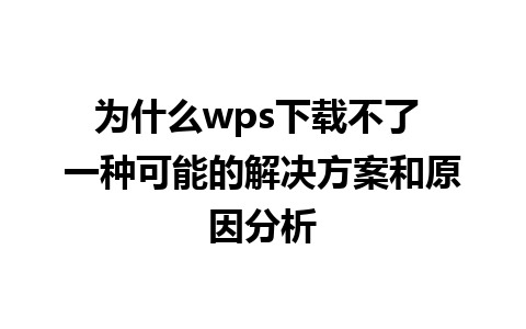 为什么wps下载不了 一种可能的解决方案和原因分析