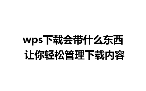 wps下载会带什么东西 让你轻松管理下载内容