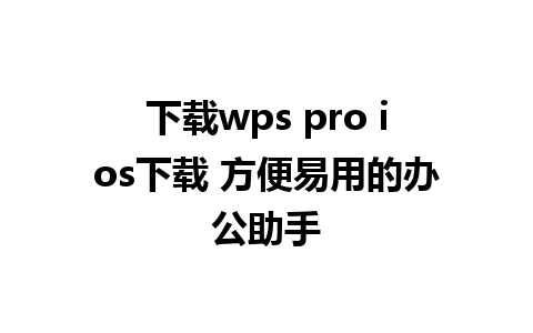 下载wps pro ios下载 方便易用的办公助手