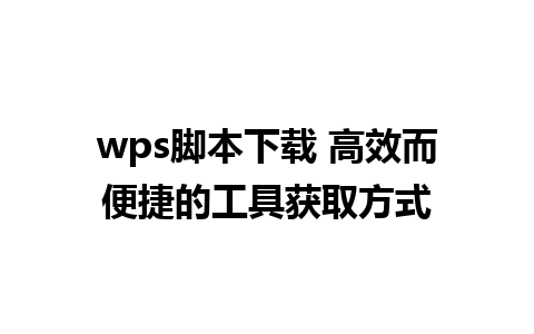 wps脚本下载 高效而便捷的工具获取方式