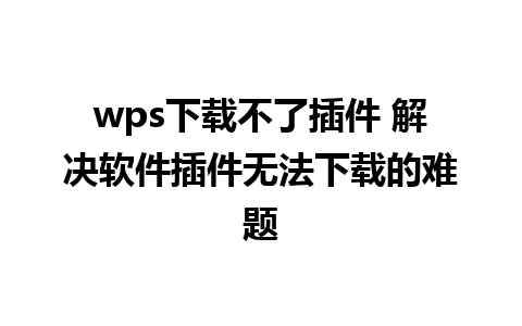 wps下载不了插件 解决软件插件无法下载的难题