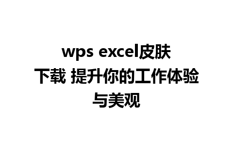 wps excel皮肤下载 提升你的工作体验与美观