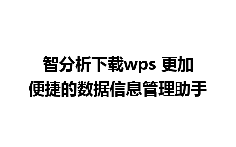 智分析下载wps 更加便捷的数据信息管理助手