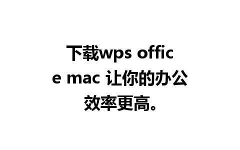 下载wps office mac 让你的办公效率更高。