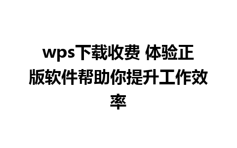 wps下载收费 体验正版软件帮助你提升工作效率