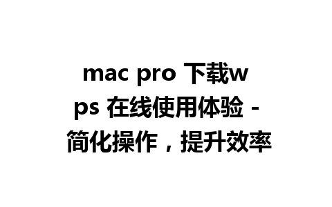 mac pro 下载wps 在线使用体验 - 简化操作，提升效率