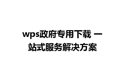 wps政府专用下载 一站式服务解决方案