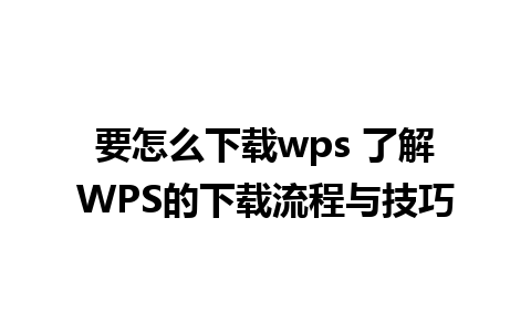 要怎么下载wps 了解WPS的下载流程与技巧