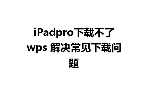 iPadpro下载不了wps 解决常见下载问题