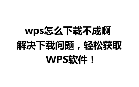 wps怎么下载不成啊 解决下载问题，轻松获取WPS软件！