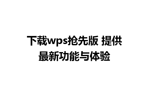 下载wps抢先版 提供最新功能与体验