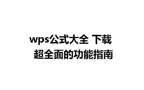 wps公式大全 下载  超全面的功能指南