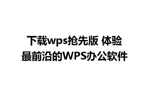 下载wps抢先版 体验最前沿的WPS办公软件