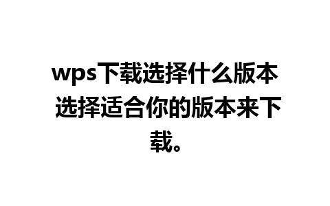 wps下载选择什么版本 选择适合你的版本来下载。