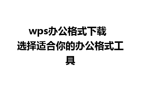 wps办公格式下载  选择适合你的办公格式工具