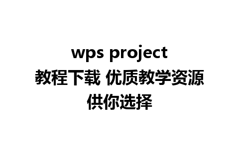 wps project教程下载 优质教学资源供你选择