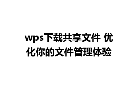 wps下载共享文件 优化你的文件管理体验