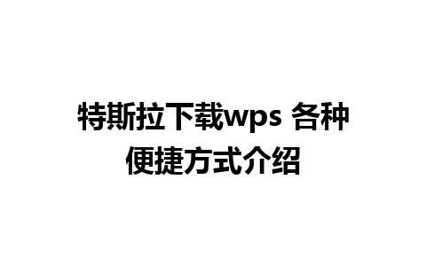 特斯拉下载wps 各种便捷方式介绍