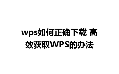 wps如何正确下载 高效获取WPS的办法