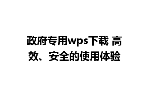 政府专用wps下载 高效、安全的使用体验