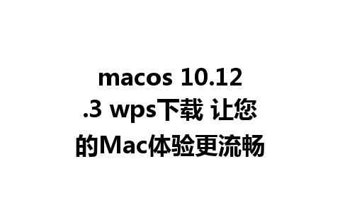 macos 10.12.3 wps下载 让您的Mac体验更流畅