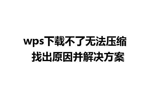 wps下载不了无法压缩  找出原因并解决方案