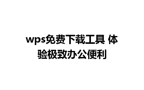 wps免费下载工具 体验极致办公便利