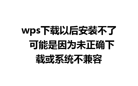 wps下载以后安装不了  可能是因为未正确下载或系统不兼容