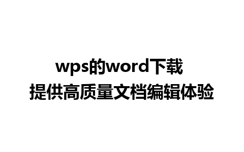 wps的word下载 提供高质量文档编辑体验