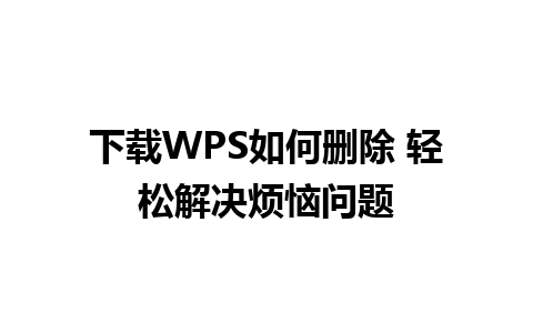 下载WPS如何删除 轻松解决烦恼问题