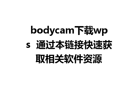 bodycam下载wps  通过本链接快速获取相关软件资源