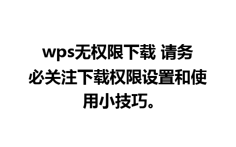 wps无权限下载 请务必关注下载权限设置和使用小技巧。