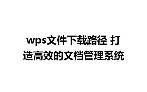 wps文件下载路径 打造高效的文档管理系统