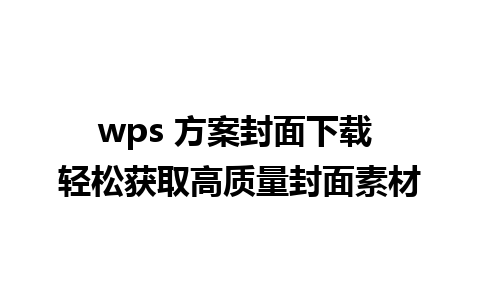 wps 方案封面下载 轻松获取高质量封面素材