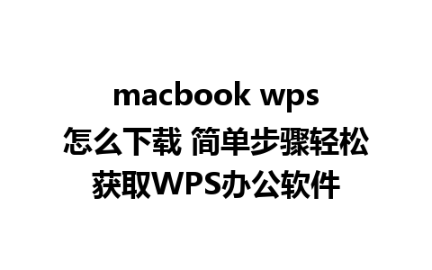 macbook wps怎么下载 简单步骤轻松获取WPS办公软件