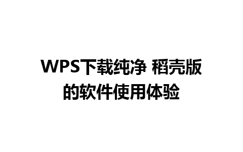 WPS下载纯净 稻壳版的软件使用体验