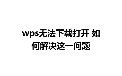 wps无法下载打开 如何解决这一问题