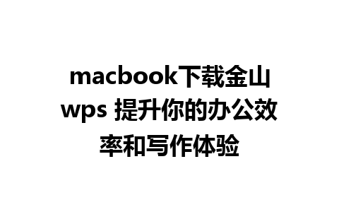 macbook下载金山wps 提升你的办公效率和写作体验