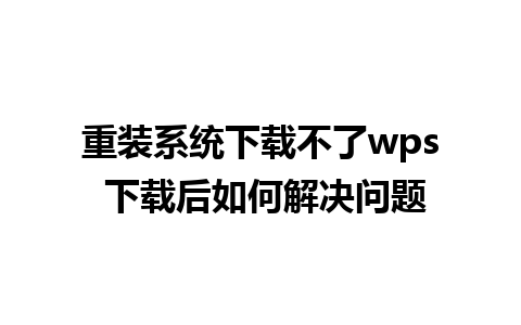 重装系统下载不了wps 下载后如何解决问题