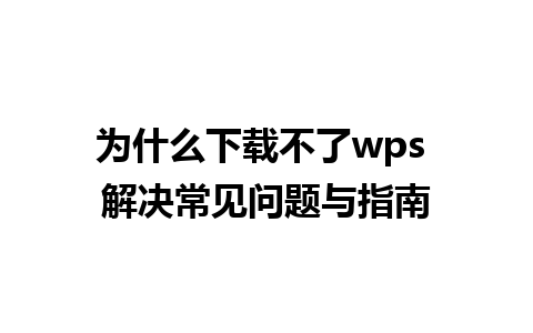 为什么下载不了wps 解决常见问题与指南