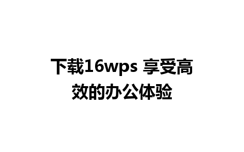 下载16wps 享受高效的办公体验