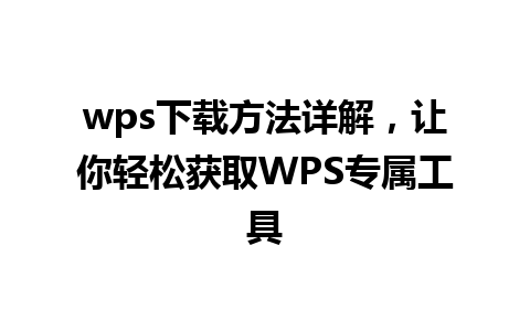 wps下载方法详解，让你轻松获取WPS专属工具