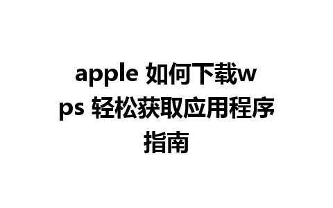 apple 如何下载wps 轻松获取应用程序指南