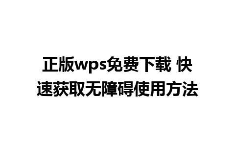 正版wps免费下载 快速获取无障碍使用方法