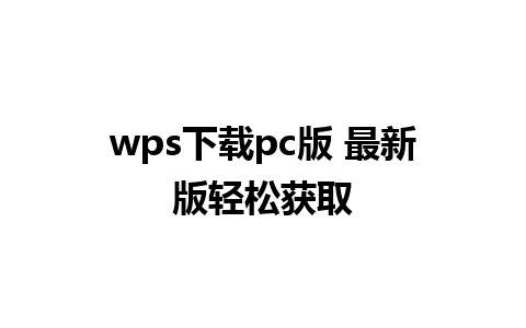 wps下载pc版 最新版轻松获取