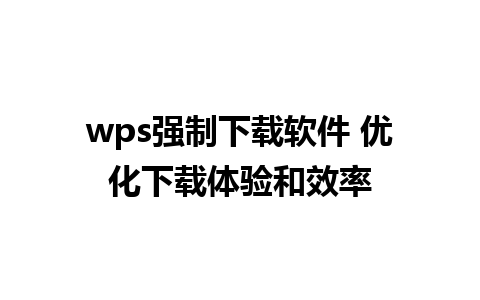 wps强制下载软件 优化下载体验和效率