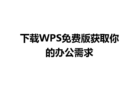 下载WPS免费版获取你的办公需求