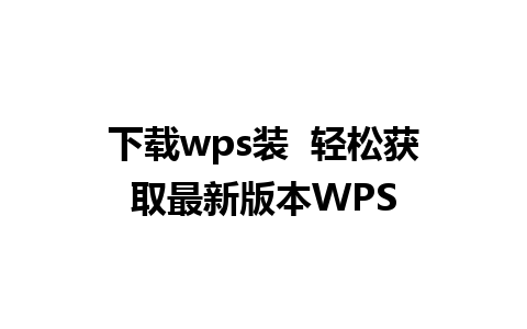 下载wps装  轻松获取最新版本WPS